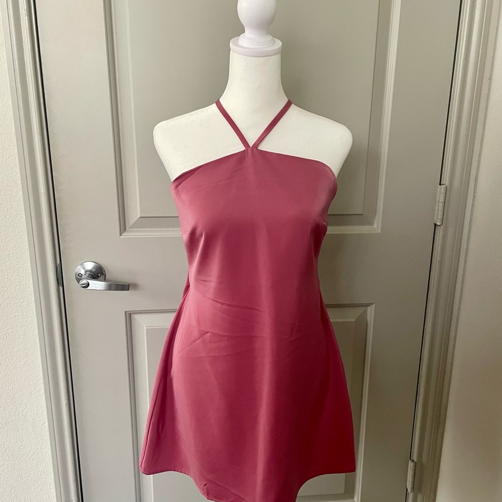 Pink Halter Mini Sundress for Cocktail Nights